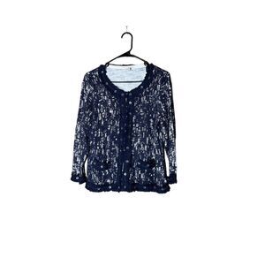 Chico’s Ruffle‎ button front Cardigan Sweater Size Medium